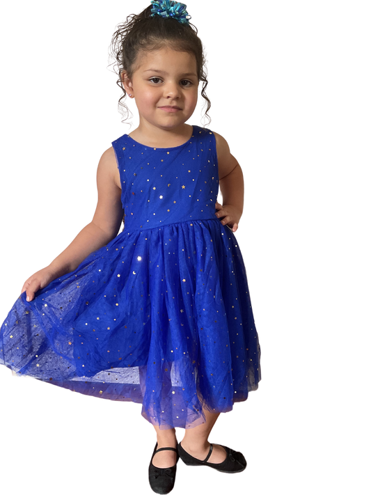 Blue sequin bow girl tutu dress