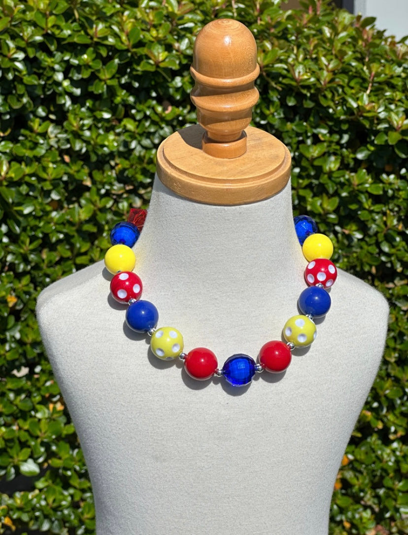 Yellow, blue ,red necklace