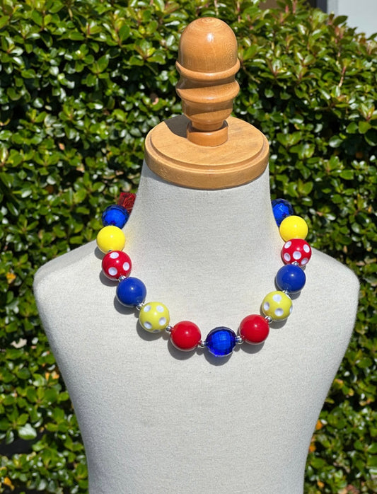 Yellow, blue ,red necklace