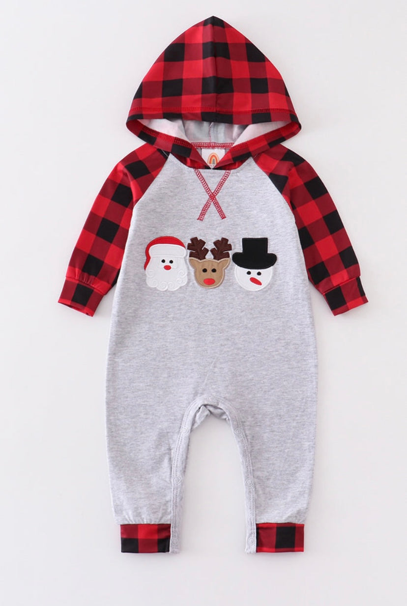 Plaid  Christmas hoodie one-piece